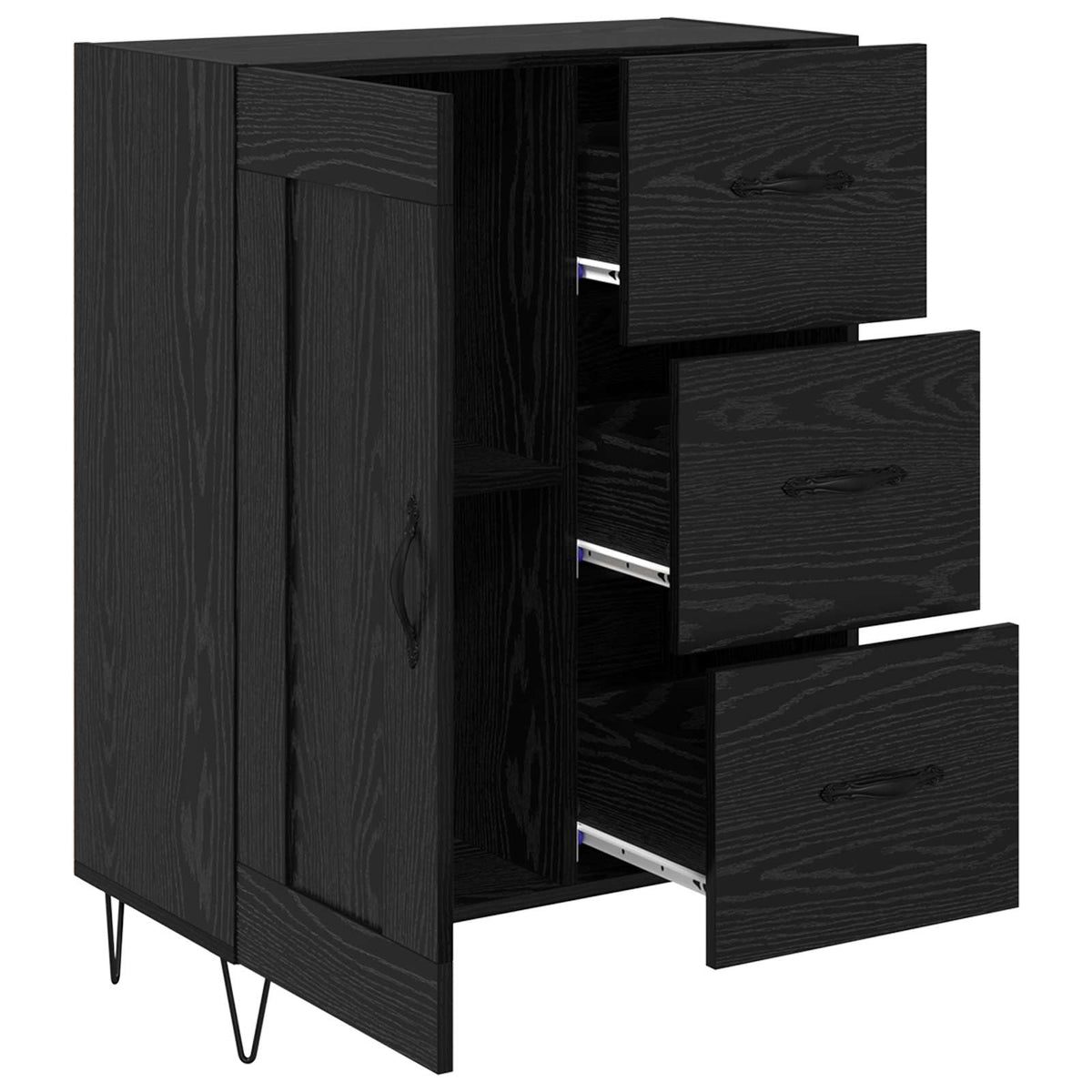 Sideboard 69,5x34x90 cm Engineered Wood Black oak