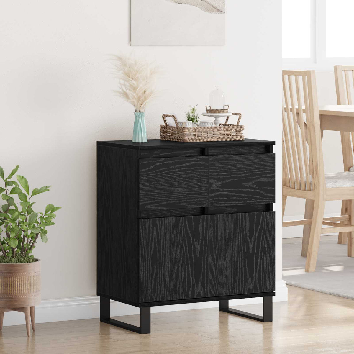 Sideboard 60x35x70 cm Engineered Wood Black oak