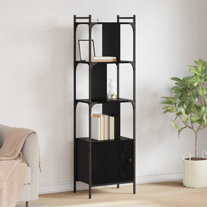 Bookcase with Door 44,5x30x154,5 cm Engineered Wood Black oak 44.5 cm