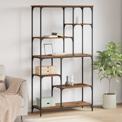 Bookshelf 99x35.5x176 cm Engineered Wood and Steel Old wood