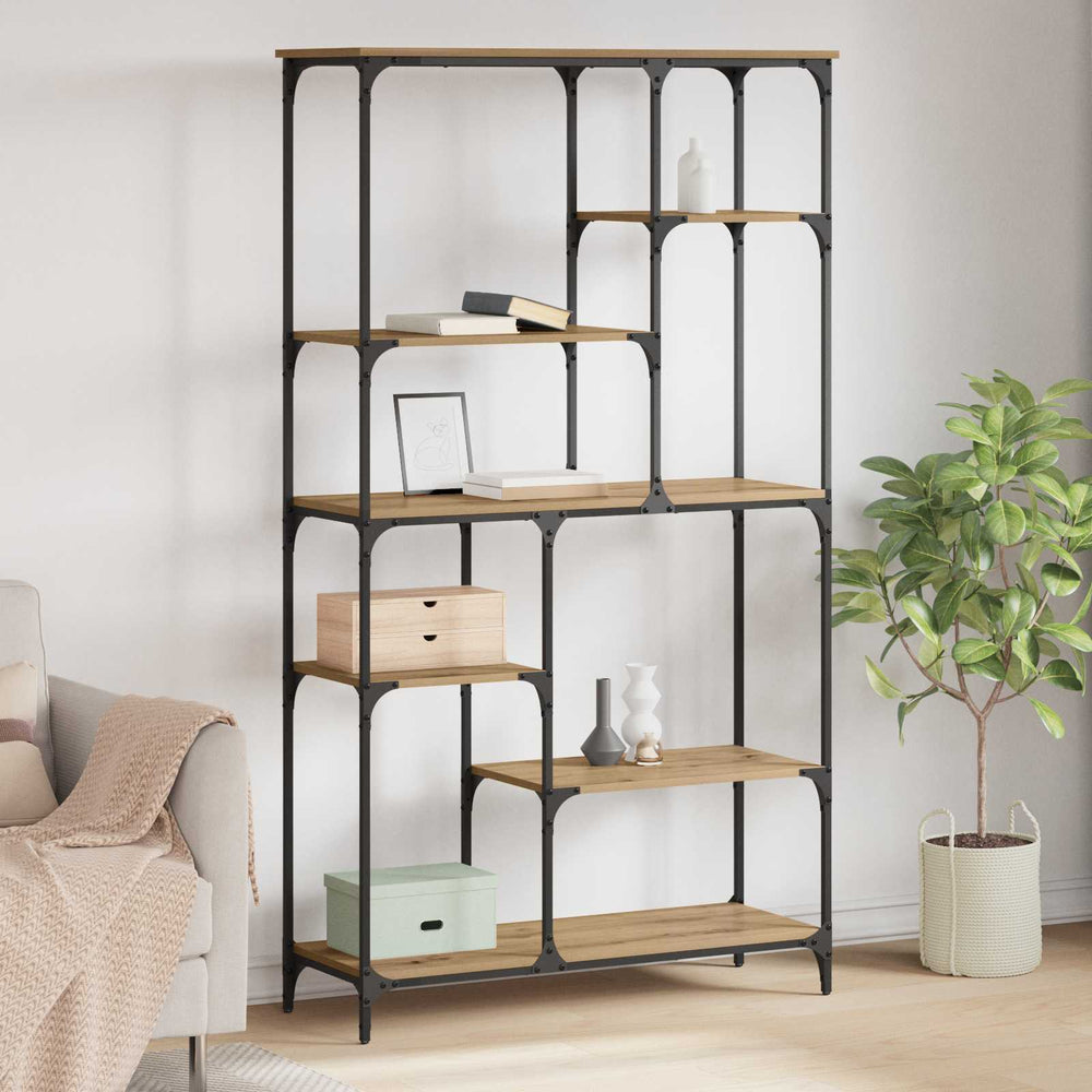 vidaXL Bookshelf 99x35.5x176 cm Engineered Wood and Steel