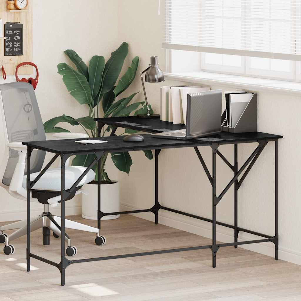 Desk 149x149x75 cm Engineered Wood Black oak
