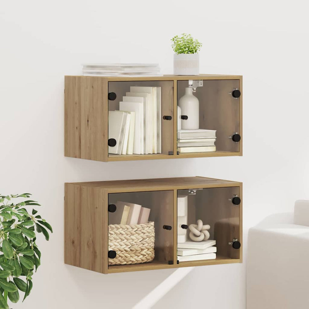 vidaXL Wall Cabinet with Glass Doors 68.5x37x35 cm