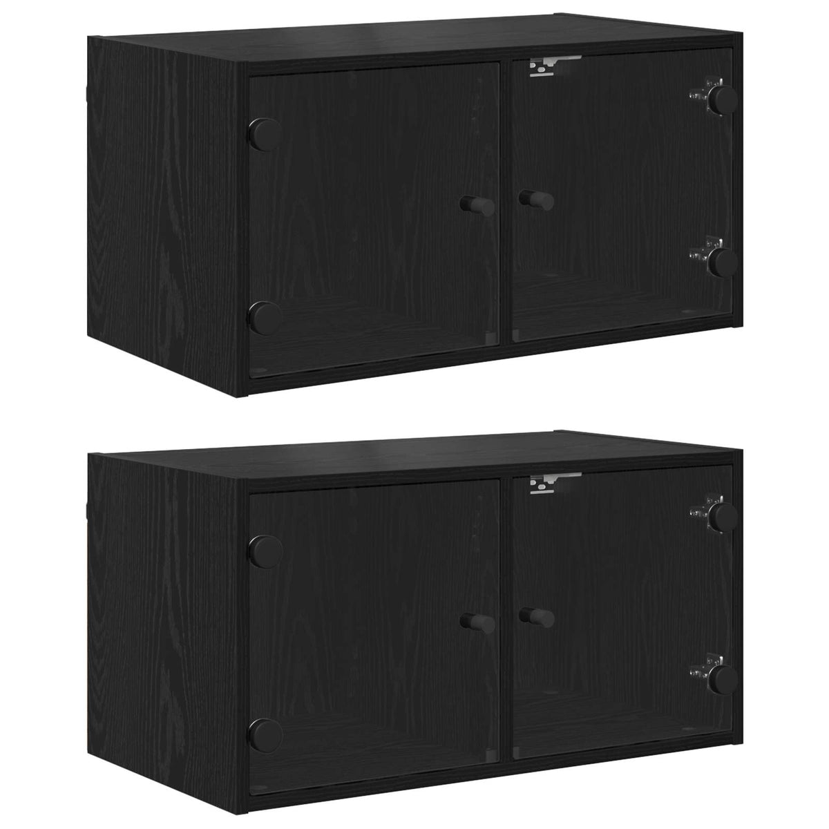Wall Cabinet with Glass Doors 68,5x37x35 cm Black oak 2