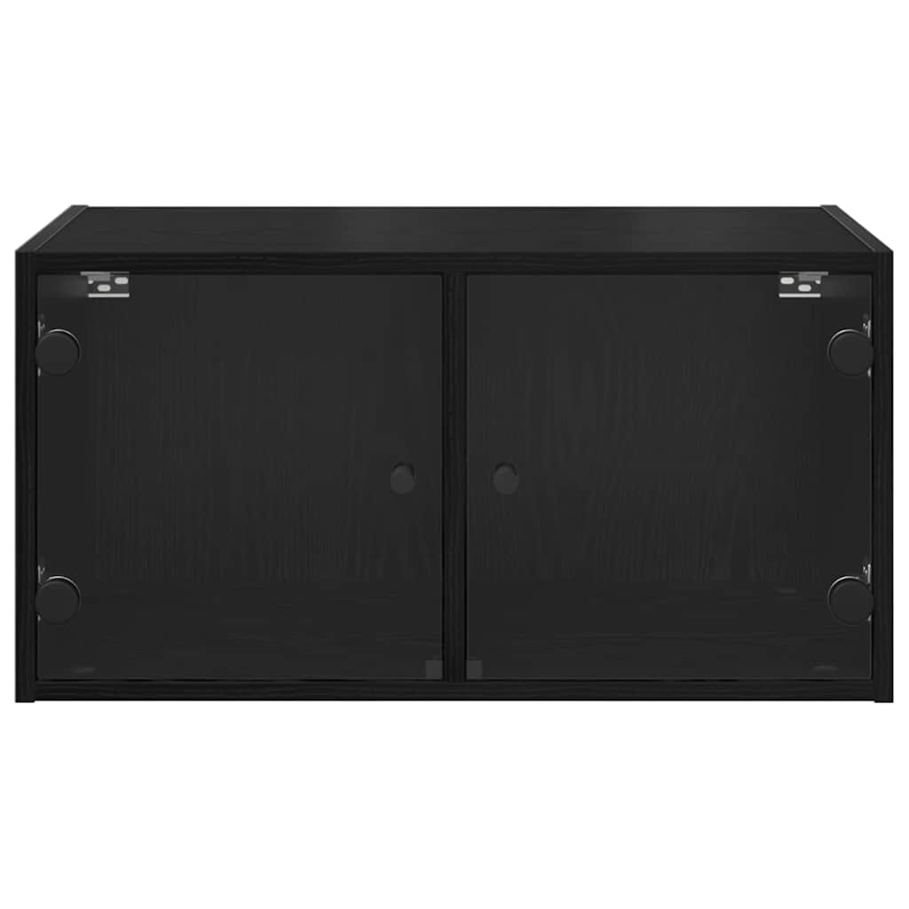 Wall Cabinet with Glass Doors 68,5x37x35 cm Black oak 2