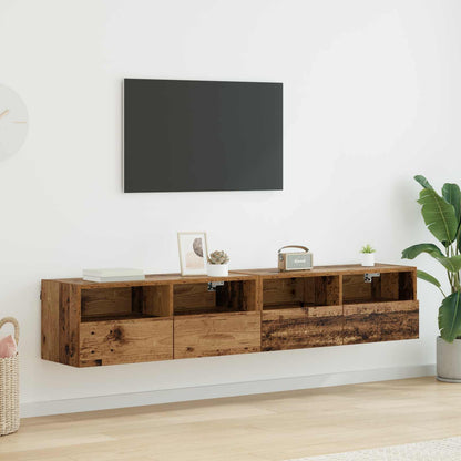 TV Wall Cabinets 80x30x30 cm Engineered Wood 2 pcs Old wood