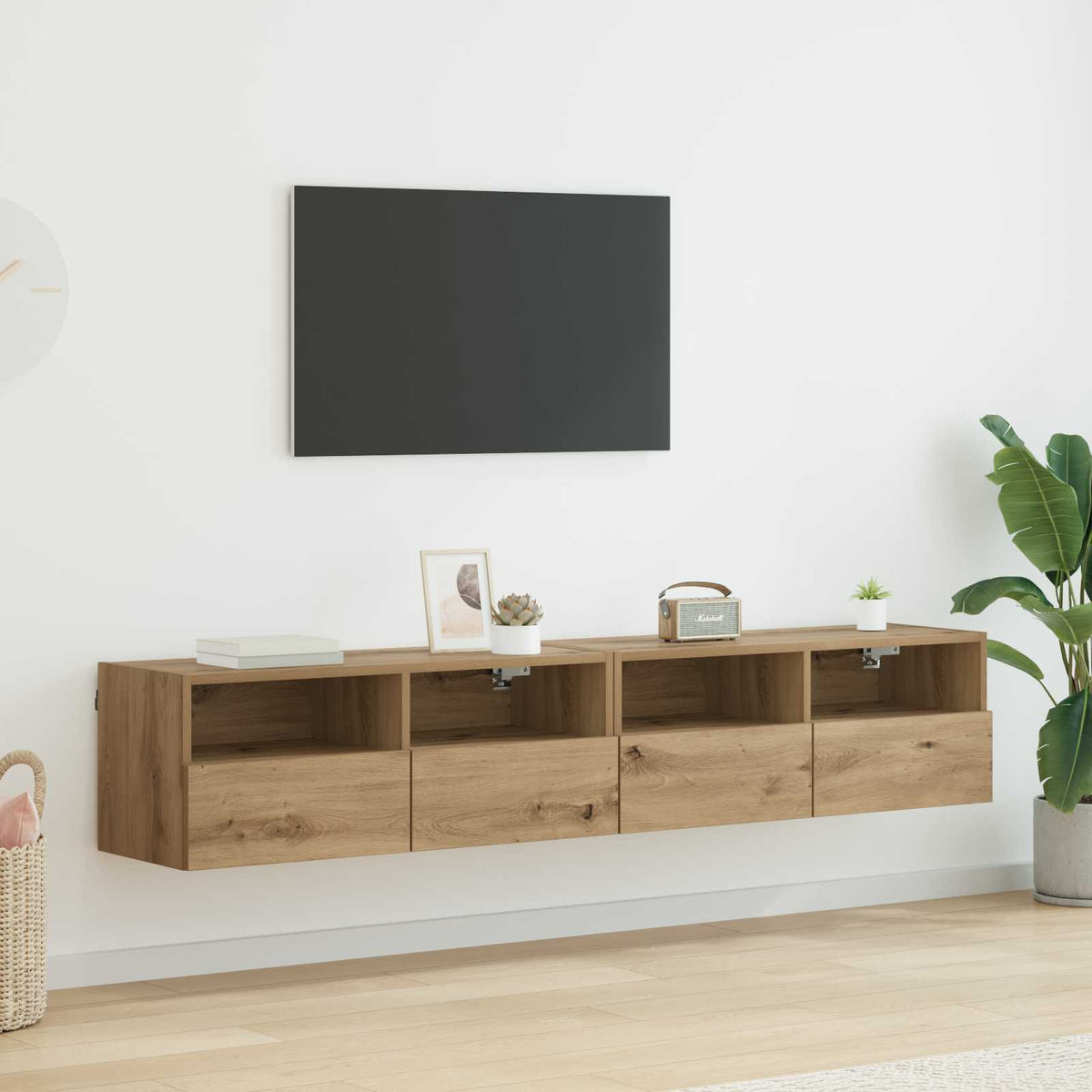 TV Wall Cabinets 80x30x30 cm Engineered Wood 2 pcs Artisan oak