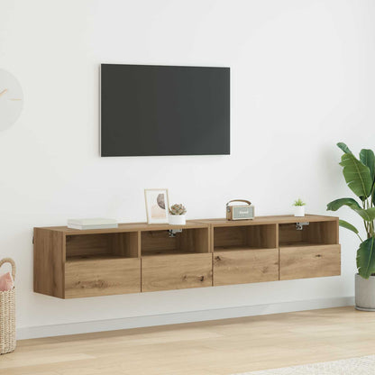 TV Wall Cabinets 80x30x30 cm Engineered Wood 2 pcs Artisan oak