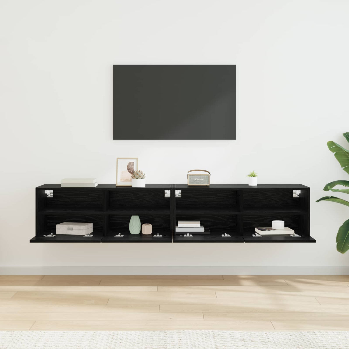 TV Wall Cabinets 80x30x30 cm Engineered Wood 2 pcs Black oak