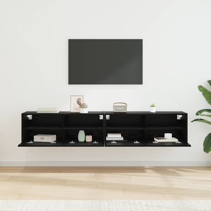 TV Wall Cabinets 80x30x30 cm Engineered Wood 2 pcs Black oak