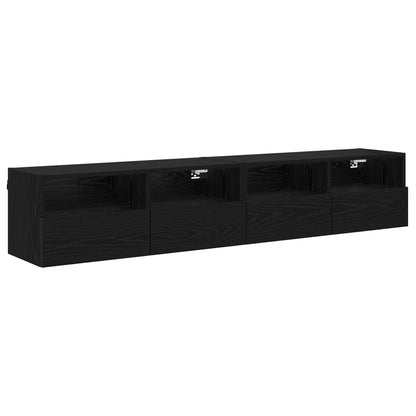 TV Wall Cabinets 80x30x30 cm Engineered Wood 2 pcs Black oak