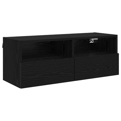TV Wall Cabinets 80x30x30 cm Engineered Wood 2 pcs Black oak