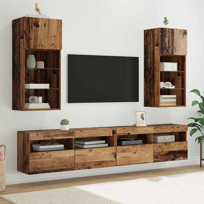 TV Cabinet Set with LED Lights 40.5x30x60 cm 2 pcs Old wood
