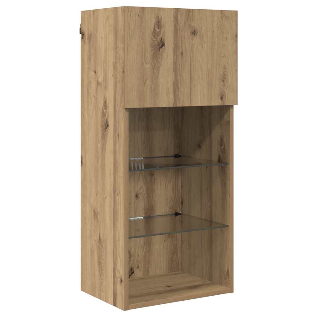 TV Cabinet Set with LED Lights 40.5x30x60 cm 2 pcs Artisan oak