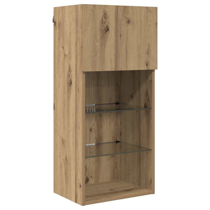 TV Cabinet Set with LED Lights 40.5x30x60 cm 2 pcs Artisan oak