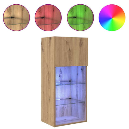 TV Cabinet Set with LED Lights 40.5x30x60 cm 2 pcs Artisan oak