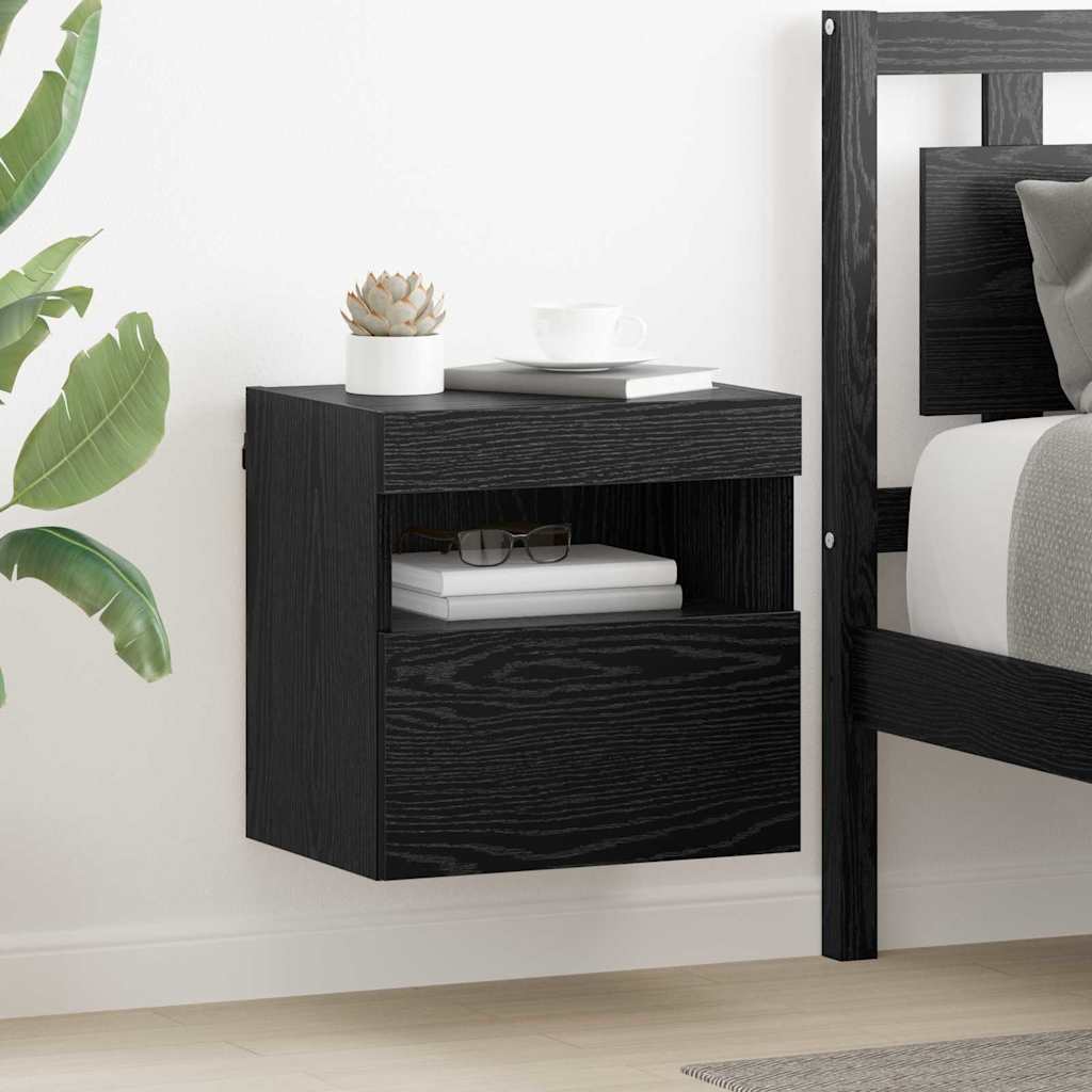 TV Wall Cabinets with LED Lights 40x30x40 cm 2 pcs Black oak