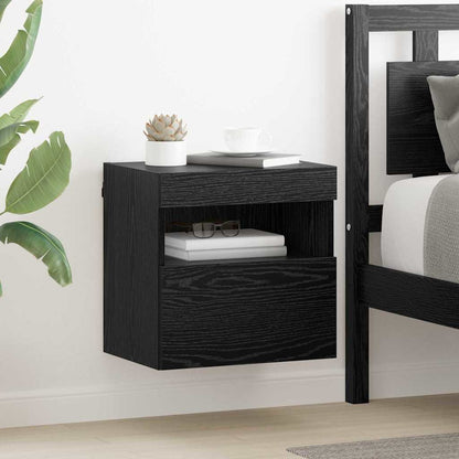TV Wall Cabinets with LED Lights 40x30x40 cm 2 pcs Black oak
