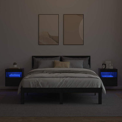 TV Wall Cabinets with LED Lights 40x30x40 cm 2 pcs Black oak