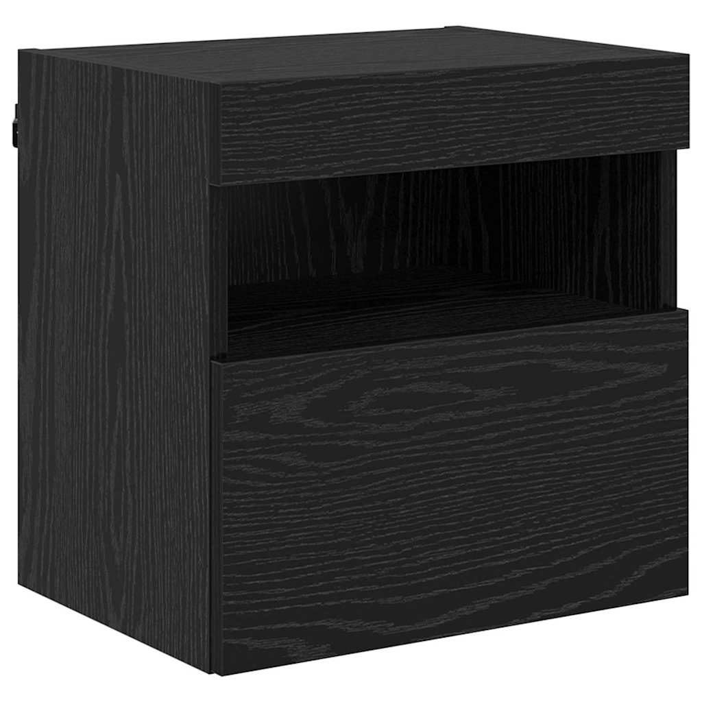 TV Wall Cabinets with LED Lights 40x30x40 cm 2 pcs Black oak