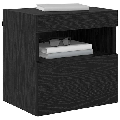 TV Wall Cabinets with LED Lights 40x30x40 cm 2 pcs Black oak