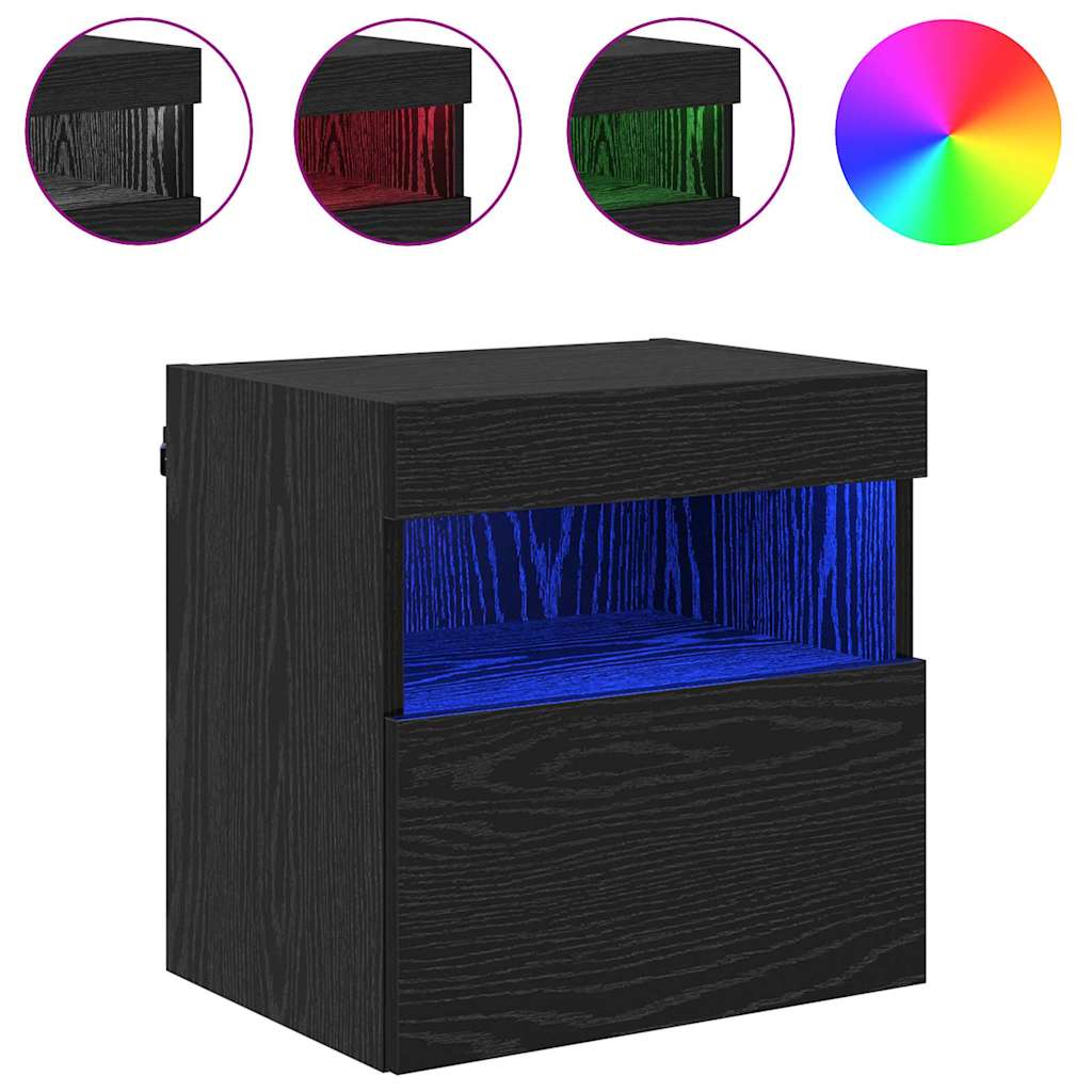 TV Wall Cabinets with LED Lights 40x30x40 cm 2 pcs Black oak