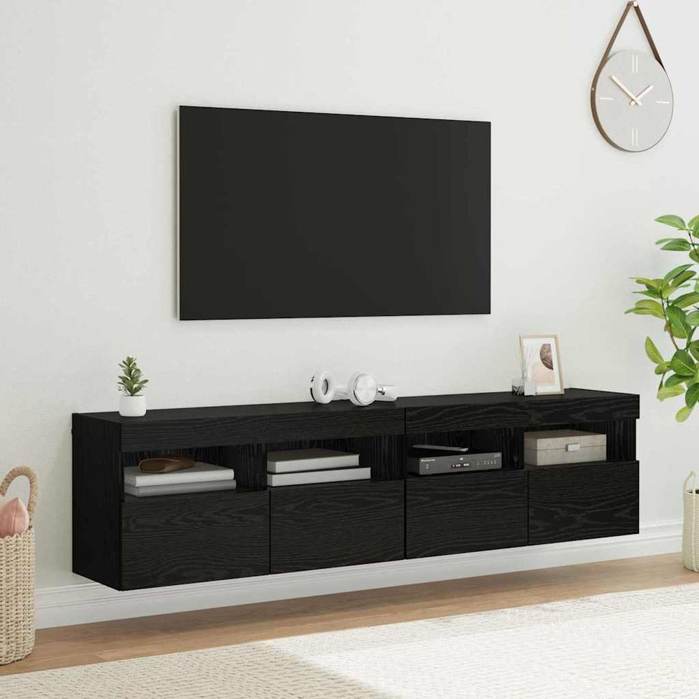 vidaXL TV Wall Cabinets with LED Lights 80x30x40 cm 2 pcs