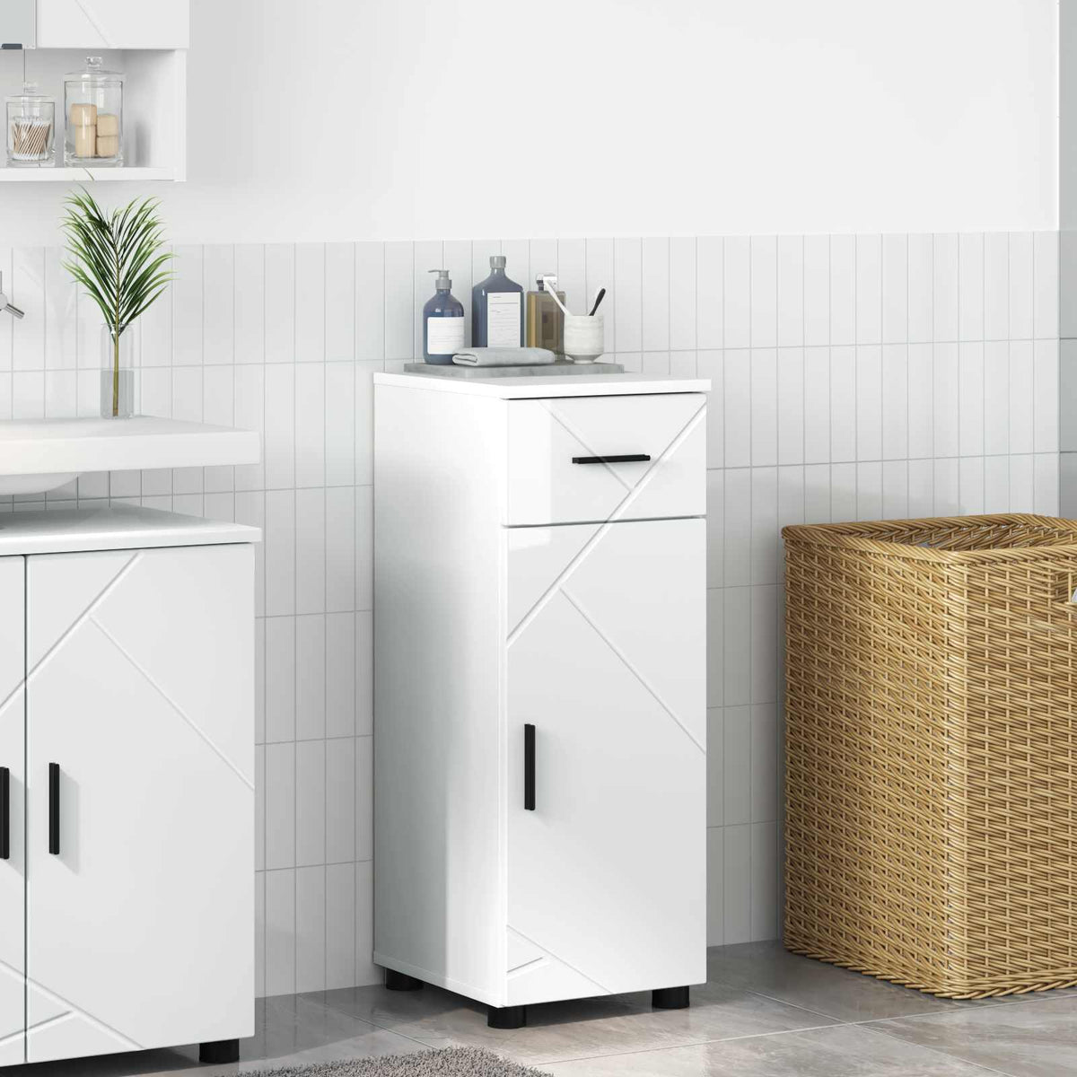 Bathroom Cabinet 30 x 35 x 80 cm High gloss white