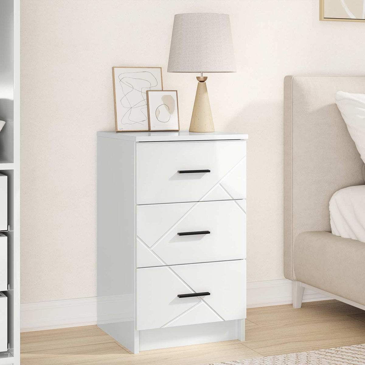 Bedside Cabinet 38 x 38 x 66 cm Engineered wood High gloss white
