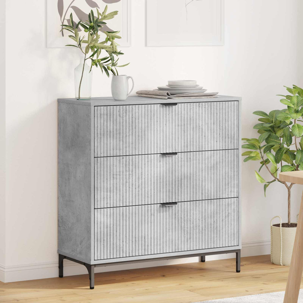 Sideboard 79.5 x 33 x 82 cm Engineered Wood Concrete grey