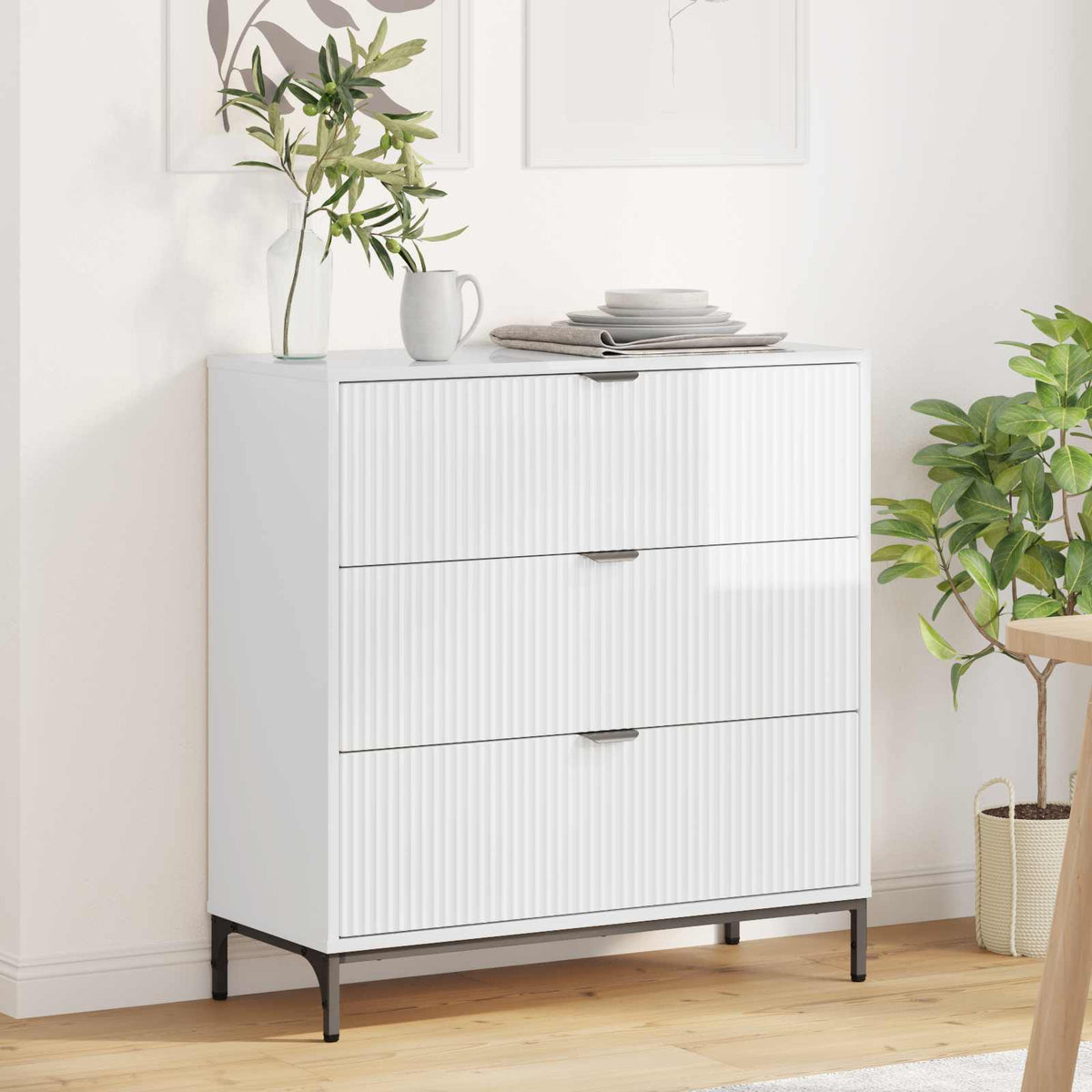 Sideboard 79.5 x 33 x 82 cm Engineered Wood High gloss white