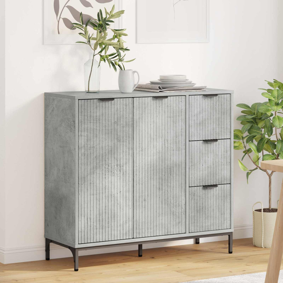 Sideboard 89.5 x 33 x 82 cm Engineered Wood Concrete grey