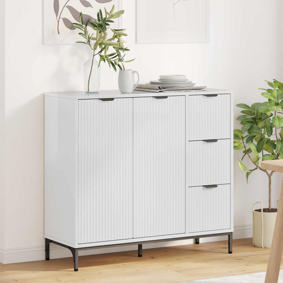 Sideboard 89.5 x 33 x 82 cm Engineered Wood High gloss white