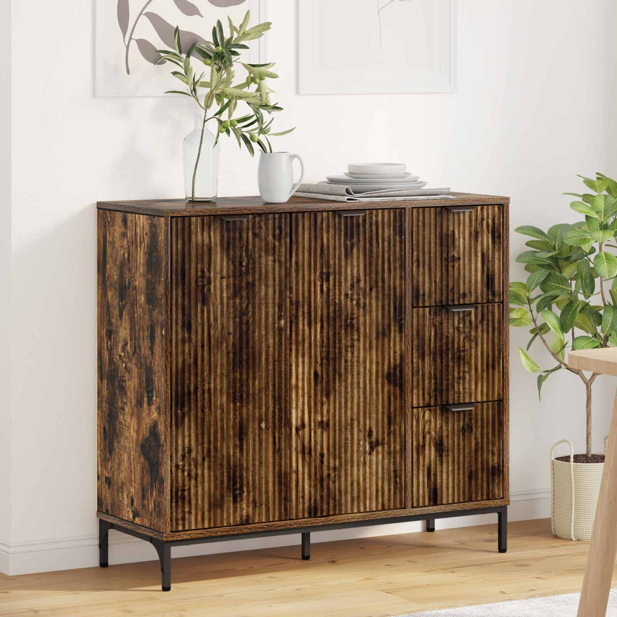 Sideboard 89.5 x 33 x 82 cm Engineered Wood Smoked oak