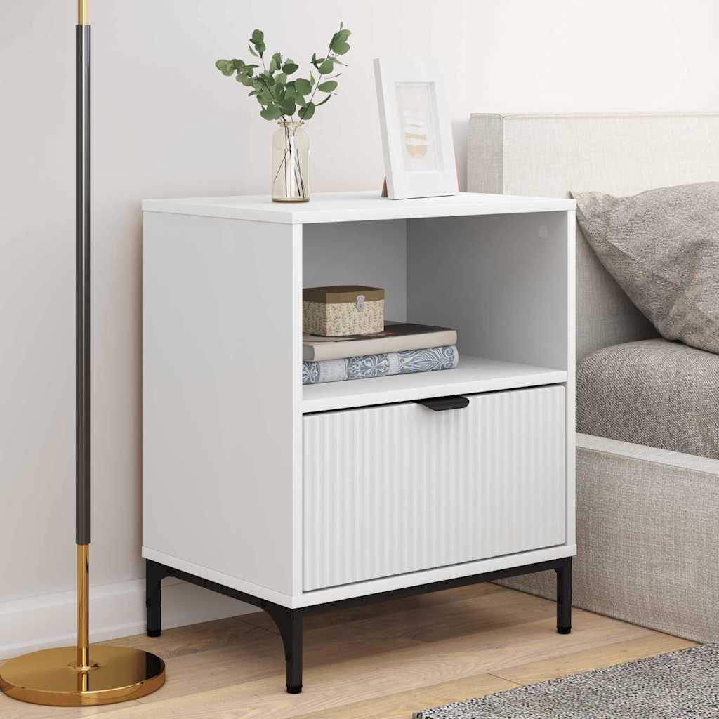 Bedside Cabinet 49 x 36 x 61 cm Engineered wood White 2