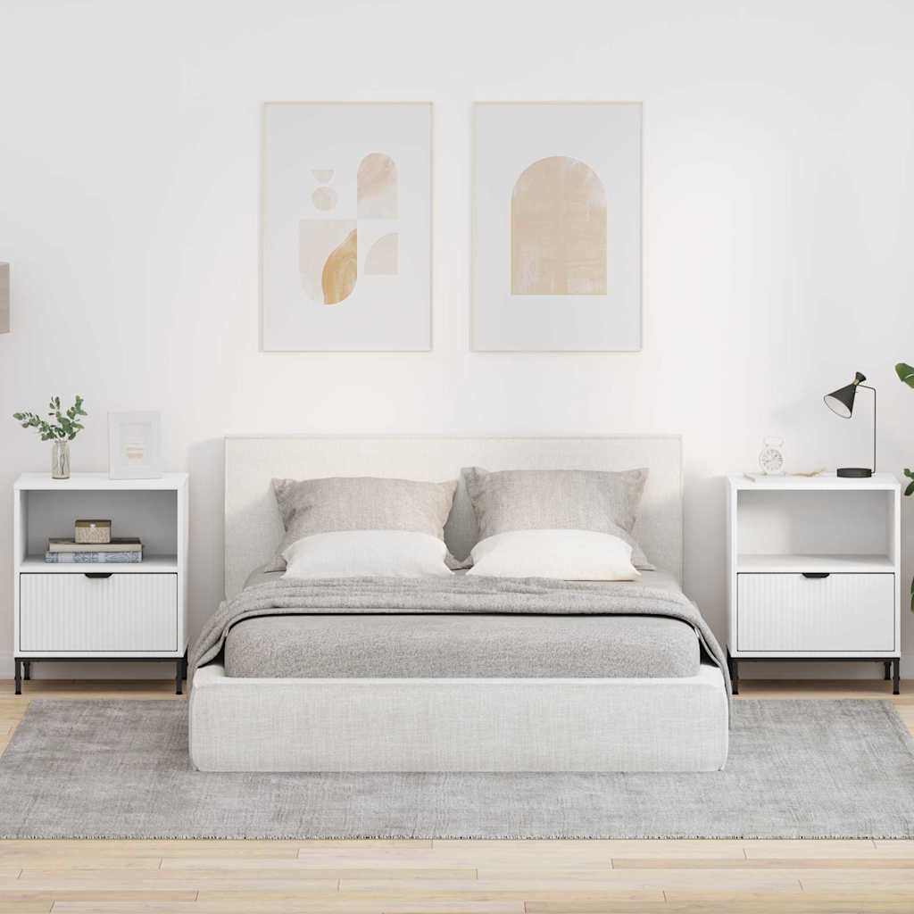 Bedside Cabinet 49 x 36 x 61 cm Engineered wood White 2