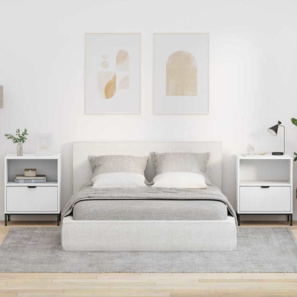 Bedside Cabinet 49 x 36 x 61 cm Engineered wood White 2