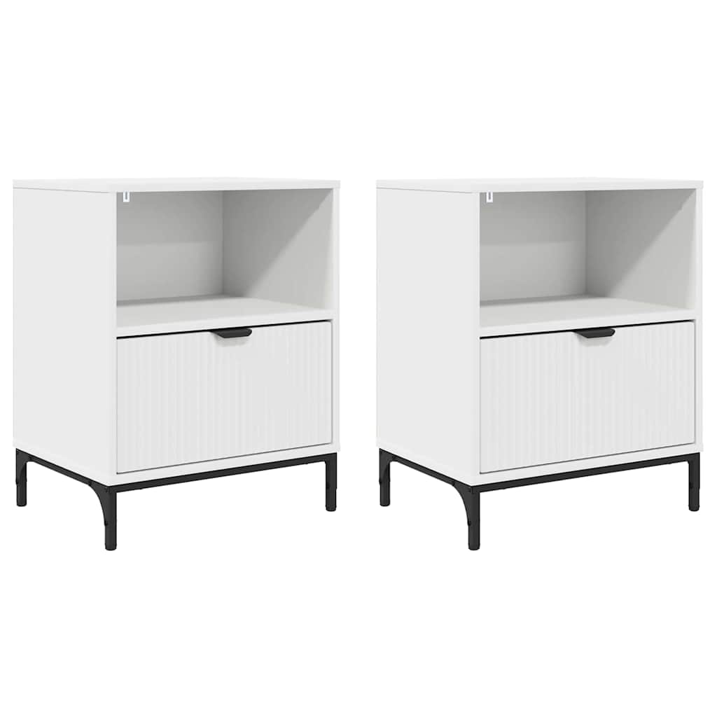 Bedside Cabinet 49 x 36 x 61 cm Engineered wood White 2