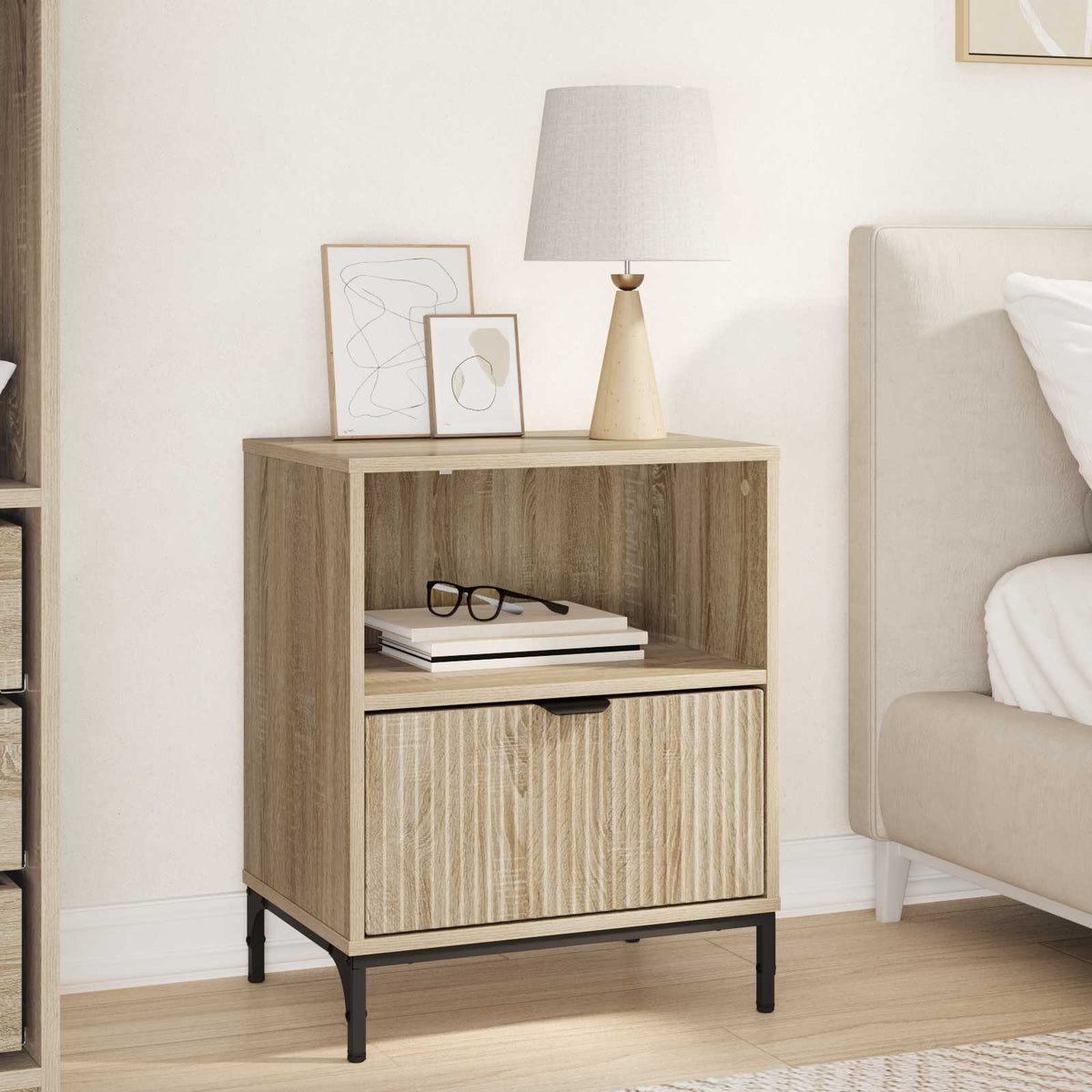 Bedside Cabinet 49 x 36 x 61 cm Engineered wood Sonoma oak 1