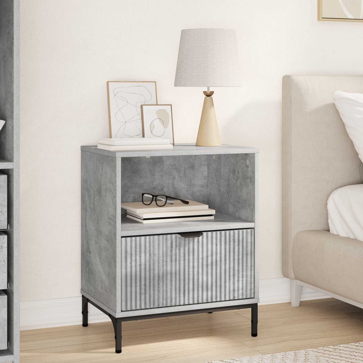 Bedside Cabinet 49 x 36 x 61 cm Engineered wood Concrete grey 1