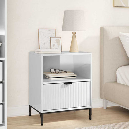 Bedside Cabinet 49 x 36 x 61 cm Engineered wood High gloss white 1