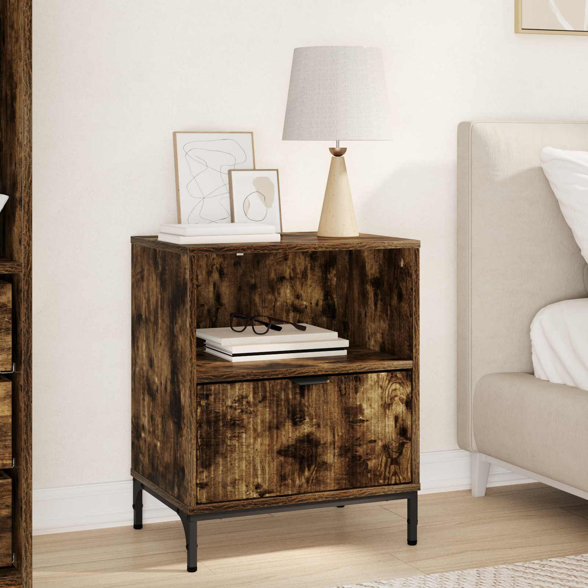 Bedside Cabinet 49 x 36 x 61 cm Engineered wood Smoked oak 1