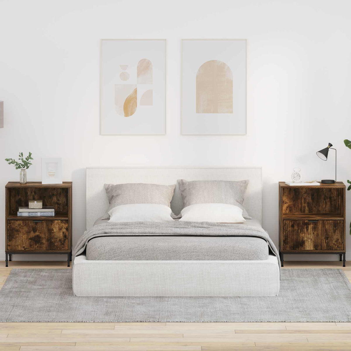 Bedside Cabinet 49 x 36 x 61 cm Engineered wood Smoked oak 2