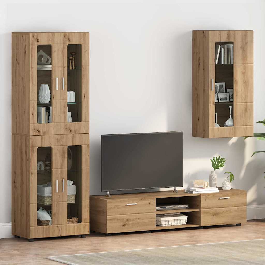 TV Cabinet Set FLORIN 3 pcs 150 x 39 x 30 cm Artisan Oak Wall cabinet