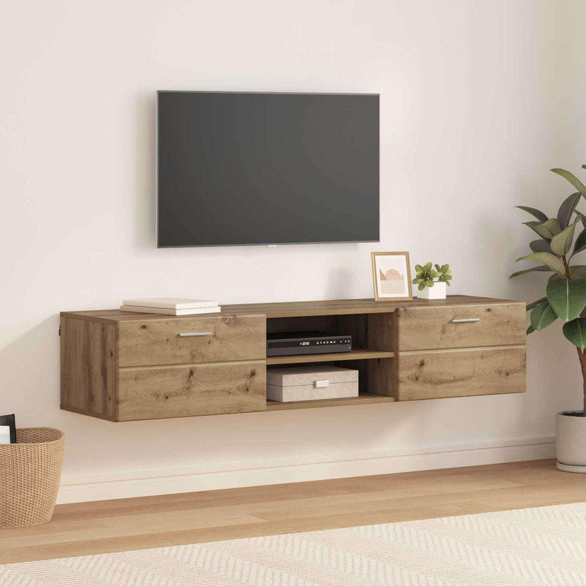 TV Cabinet Set FLORIN 3 pcs 150 x 39 x 30 cm Artisan Oak TV Cabinet with 2 drawers