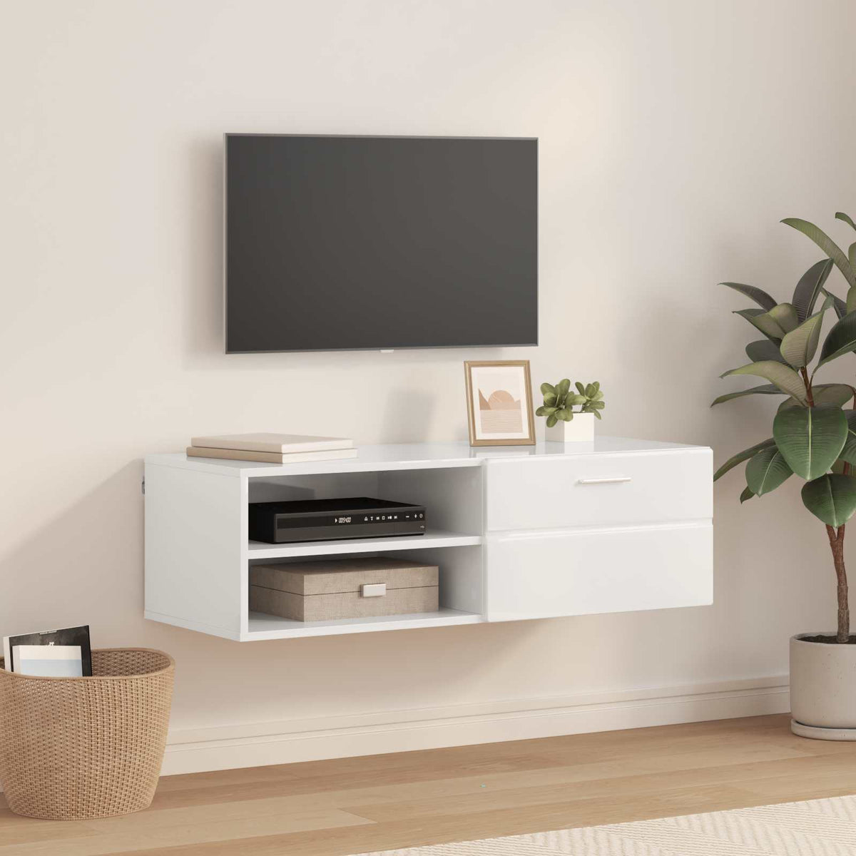 TV Cabinet Set FLORIN 3 pcs 150 x 39 x 30 cm Concrete Grey TV cabinet with 1 drawer