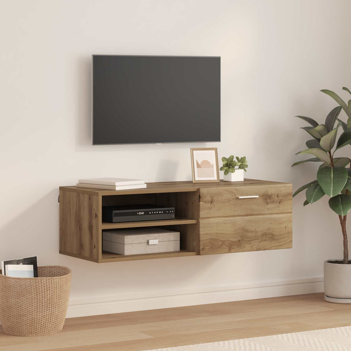 TV Cabinet Set FLORIN 3 pcs 150 x 39 x 30 cm Artisan Oak TV cabinet with 1 drawer