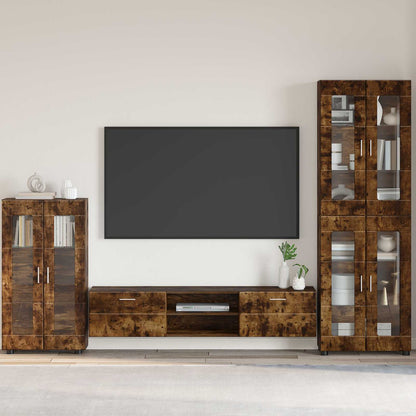 TV Cabinet Set FLORIN 3 pcs 150 x 39 x 30 cm Smoked Oak Freestanding cabinet