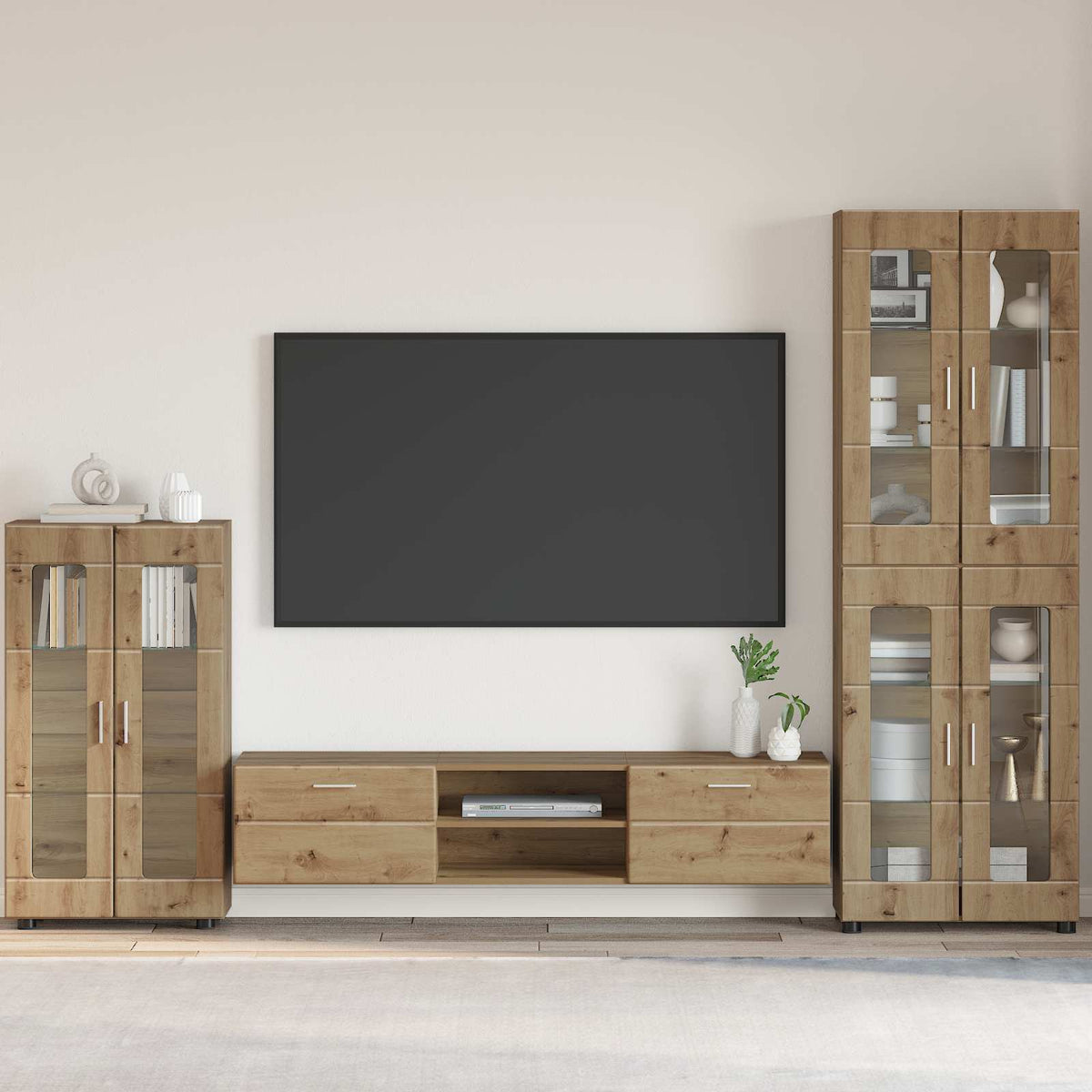 TV Cabinet Set FLORIN 3 pcs 150 x 39 x 30 cm Artisan Oak Freestanding cabinet