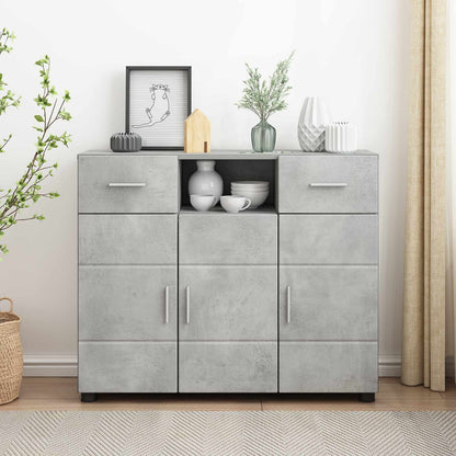 TV Cabinet Set FLORIN 3 pcs 150 x 39 x 30 cm Concrete Grey Sideboard with 2 drawers 3 doors